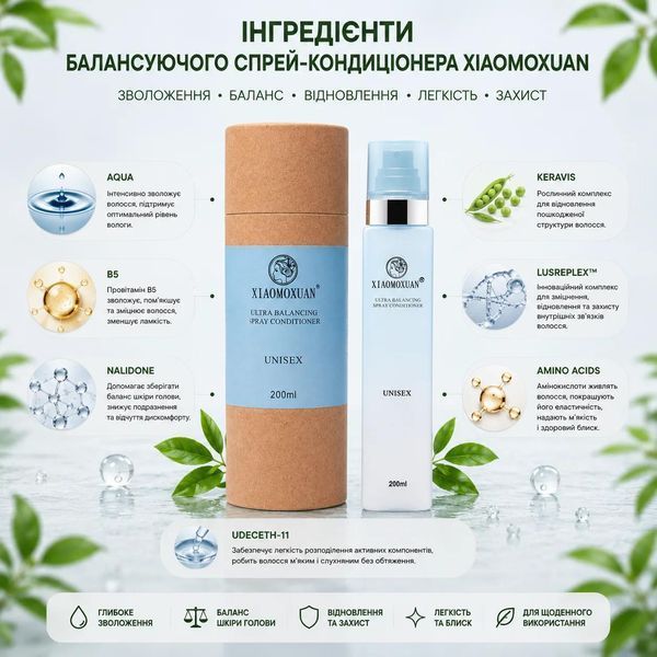 XIAOMOXUAN BALANCING LEAVE-IN CONDITIONER ТЕРМОЗАХИСНИЙ БАЛАНСУЮЧИЙ СПРЕЙ-КОНДИЦІОНЕР 200 ml 2042 фото