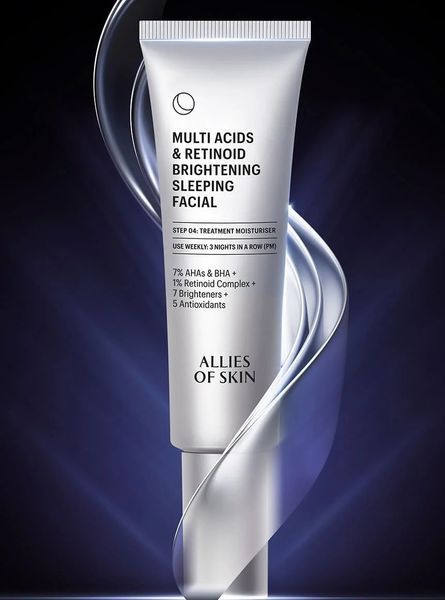 Allies of Skin Нічний мультикислотний пілінг з ретинолом Multi Acids & Retinoid Brightening Sleeping Facial  PMASF048EN01 фото